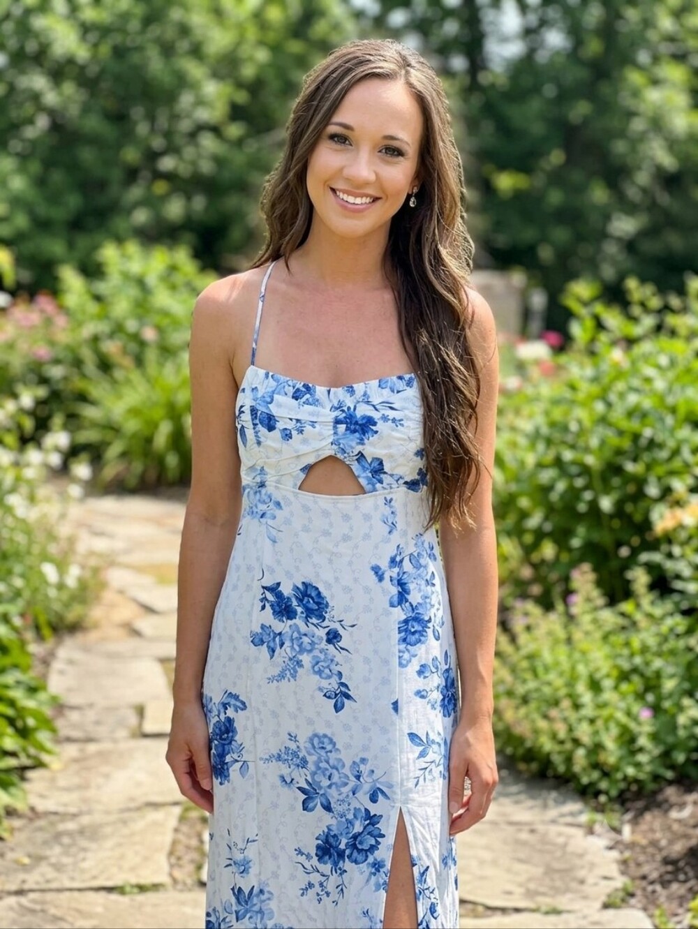 Zara Floral Print Cutout Maxi Dress with Cross-Back Straps Size S
